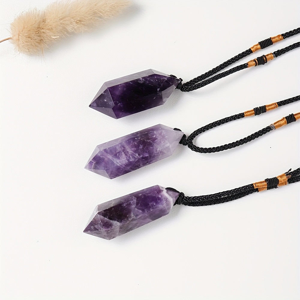 Amethyst Geometric Crystal Necklace for Men And Women